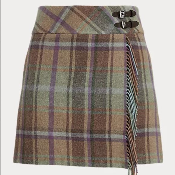 Lauren Ralph Lauren Plaid Fringe Trim Tweed Mini Skirt - Picture 4 of 10